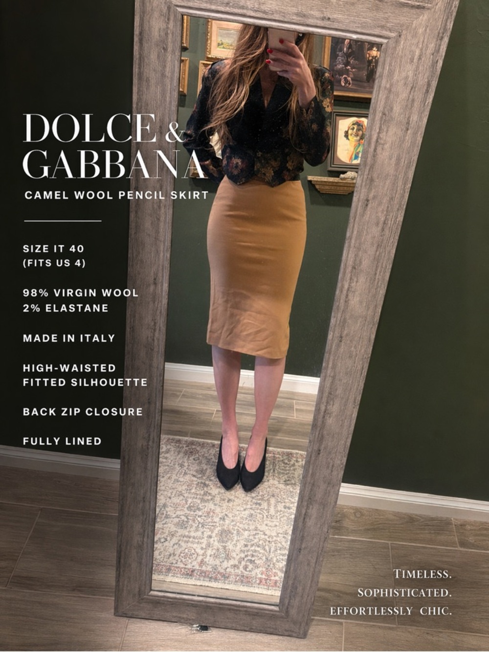 Dolce & Gabbana Camel Pencil Skirt with High Waist